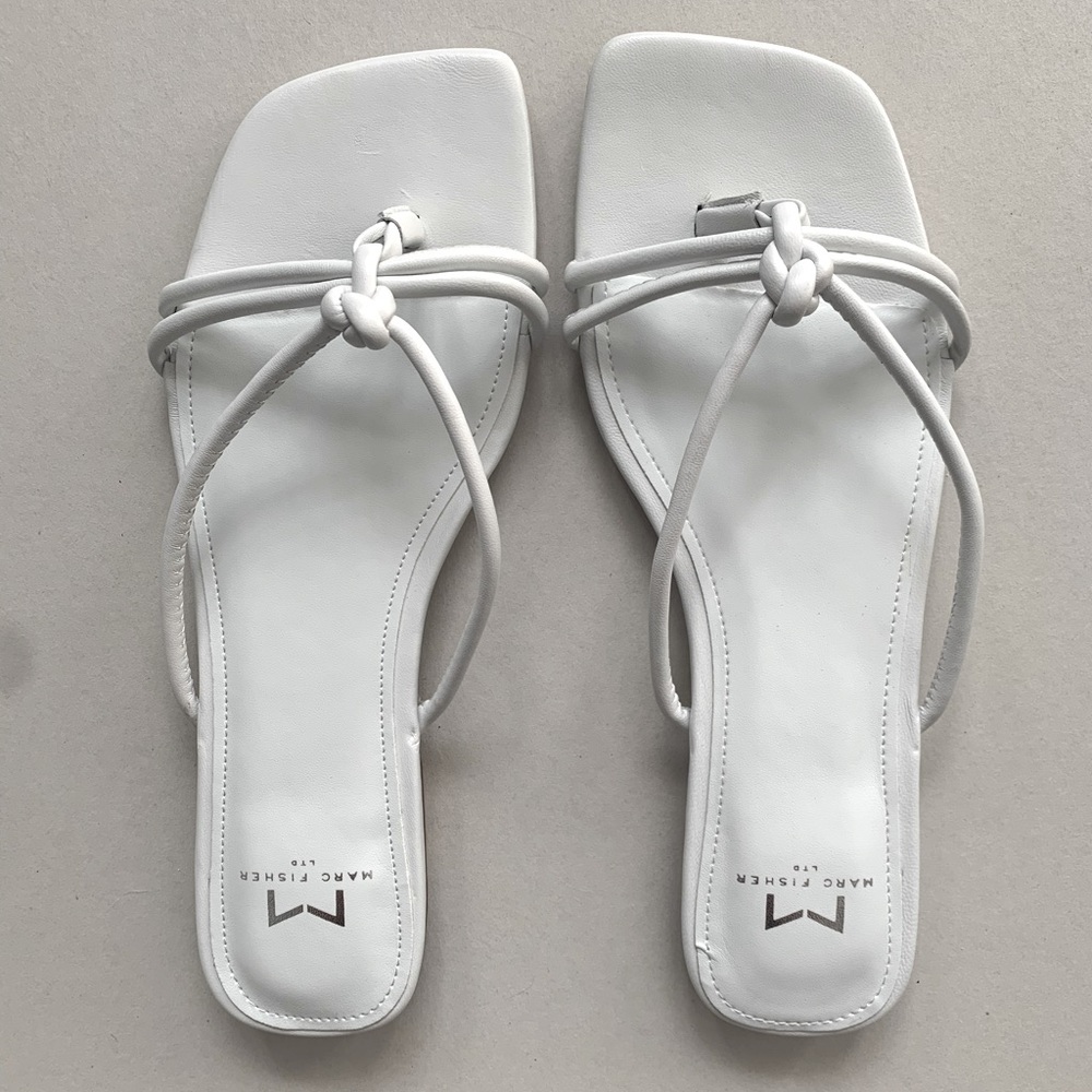 NWT Marc Fisher Monty Slides - White Leather